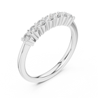 Seven Stone Diamond Ring in White Gold, Round Cut Half Eternity Band
