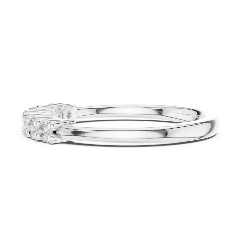 Seven Stone Diamond Ring in White Gold, Round Cut Half Eternity Band