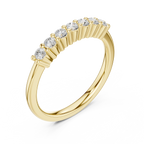 Seven Stone Diamond Ring in White Gold, Round Cut Half Eternity Band