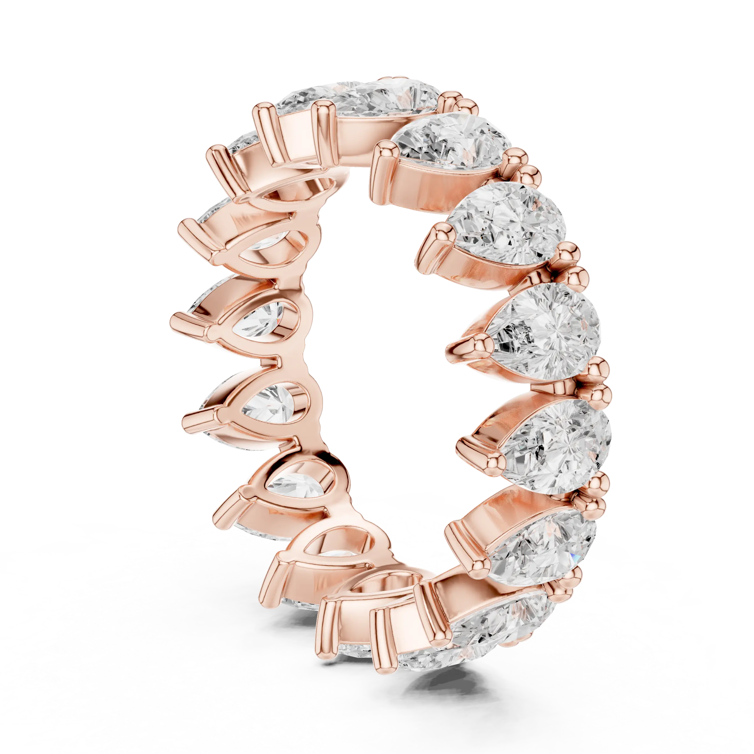 Pear Shape Diamond Ring in White Gold, Teardrop  Eternity Ring