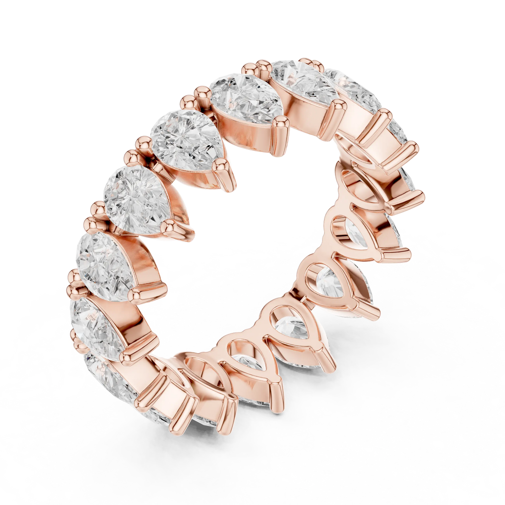Pear Shape Diamond Ring in White Gold, Teardrop  Eternity Ring