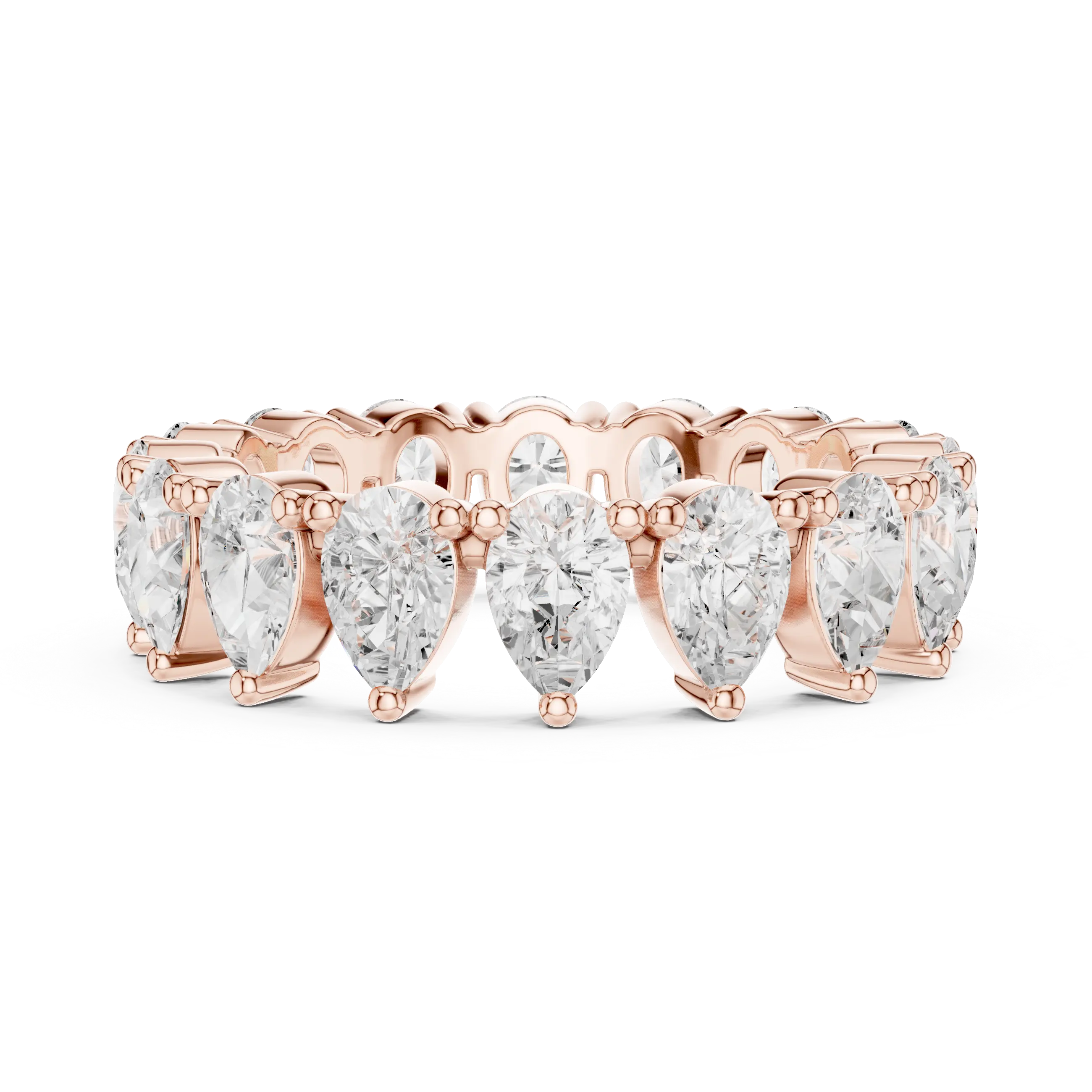 Pear Shape Diamond Ring in White Gold, Teardrop  Eternity Ring