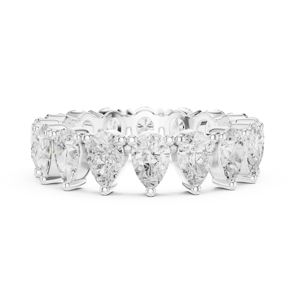 Pear Shape Diamond Ring in White Gold, Teardrop  Eternity Ring