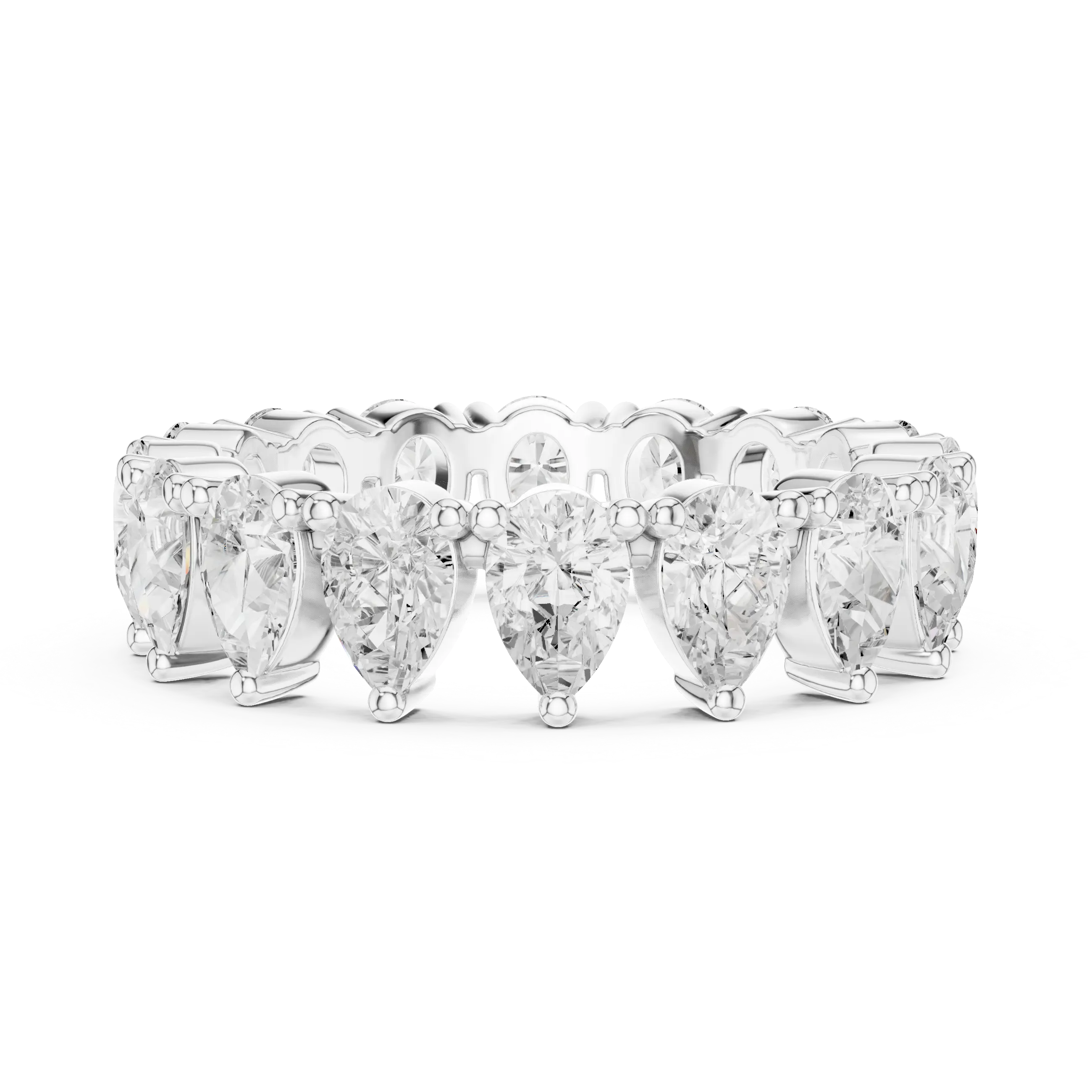 Pear Shape Diamond Ring in White Gold, Teardrop  Eternity Ring