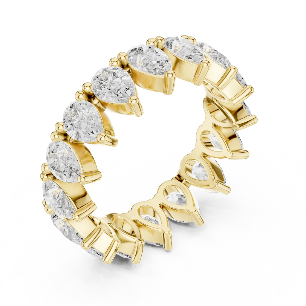 Pear Shape Diamond Ring in White Gold, Teardrop  Eternity Ring