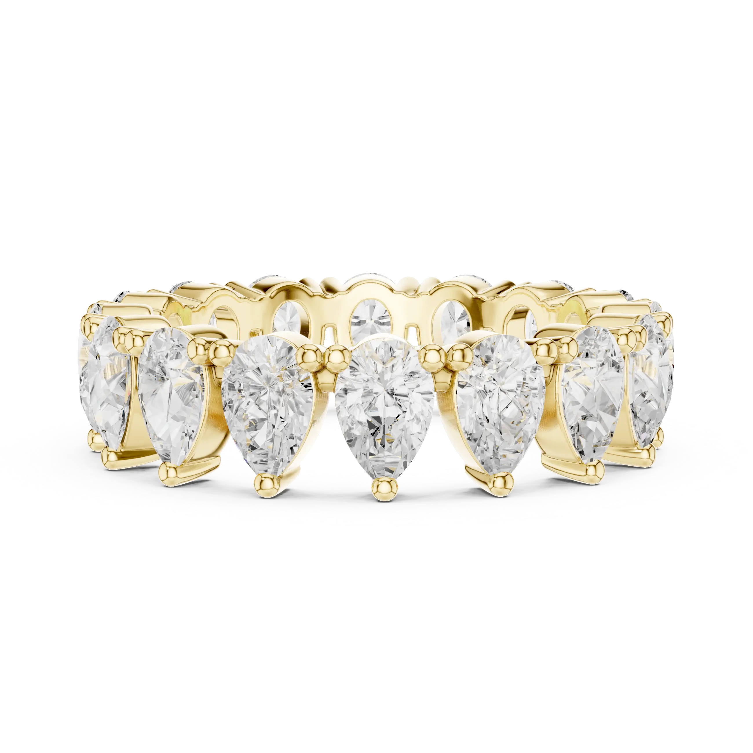 Pear Shape Diamond Ring in White Gold, Teardrop  Eternity Ring