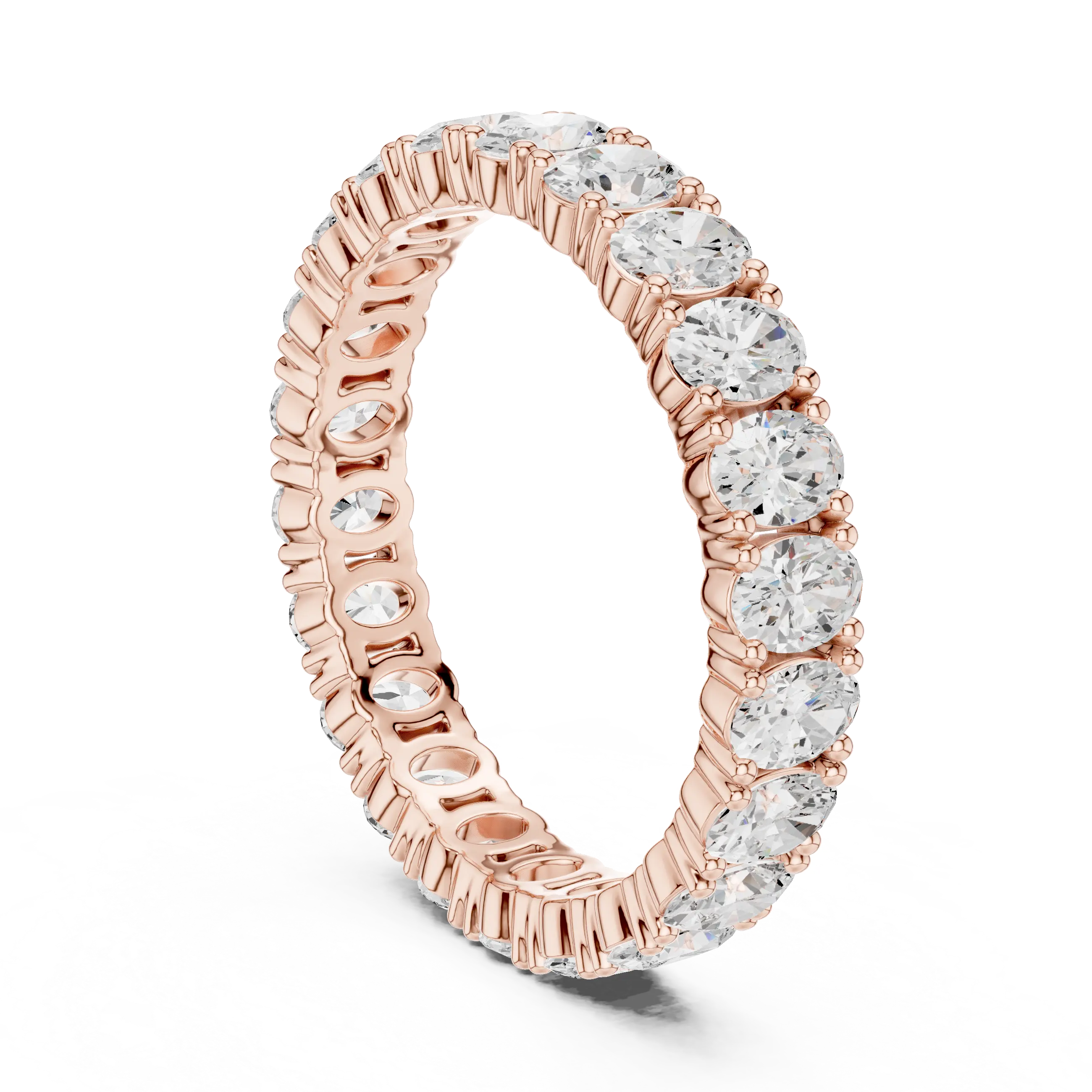 Oval Cut Moissanite Full Eternity Band in 14K Rose Gold