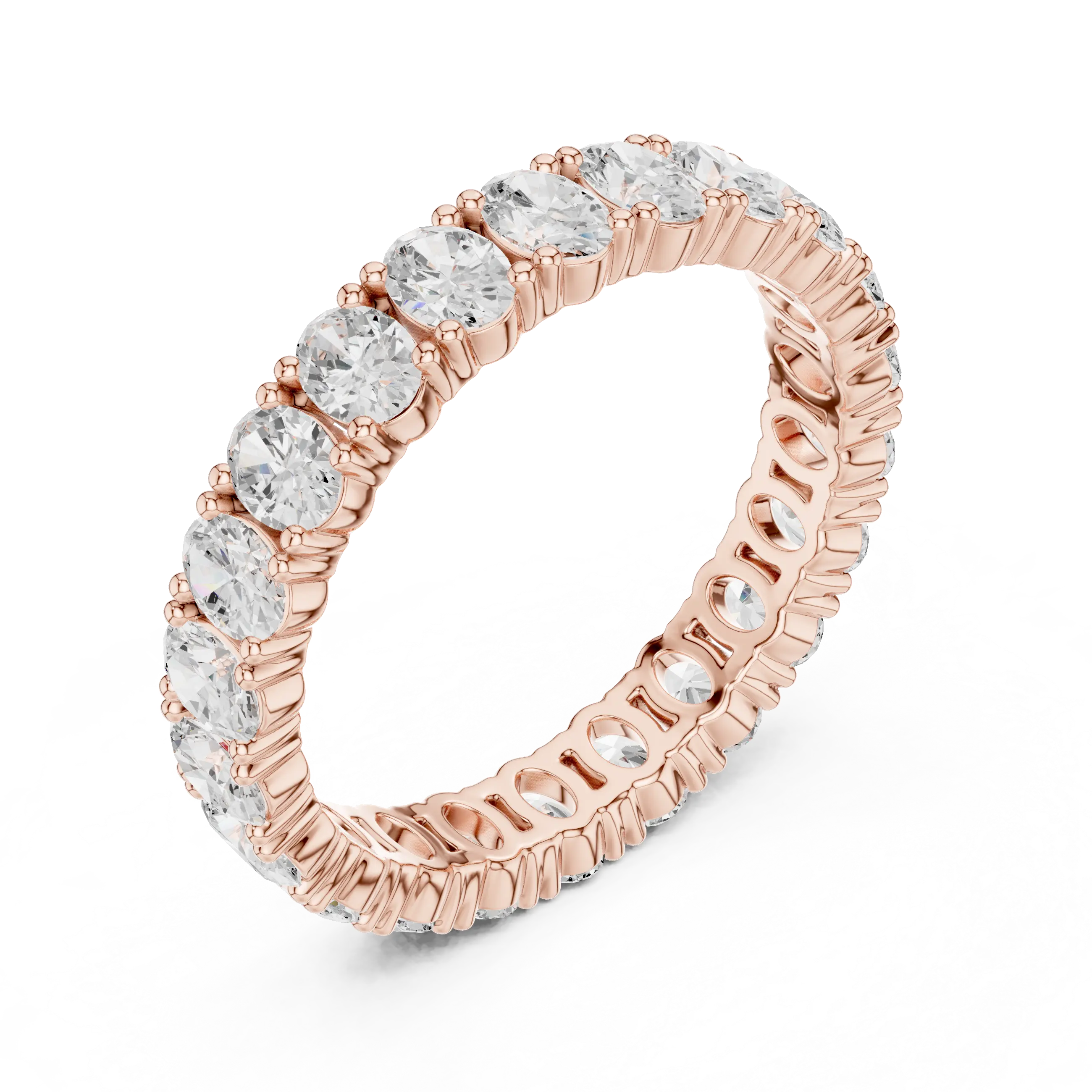 Oval Cut Moissanite Full Eternity Band in 14K Rose Gold