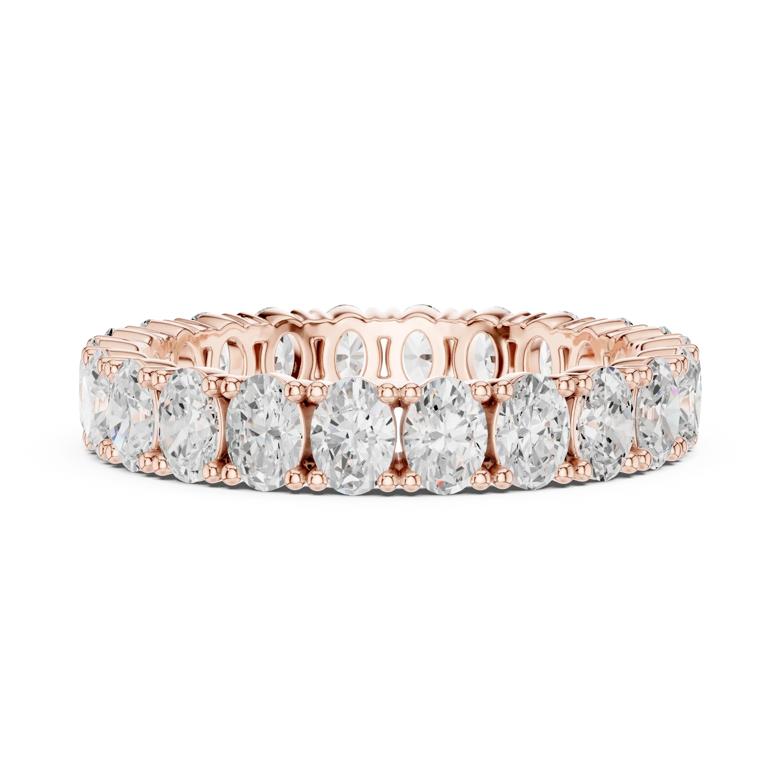 Oval Cut Moissanite Full Eternity Band in 14K Rose Gold