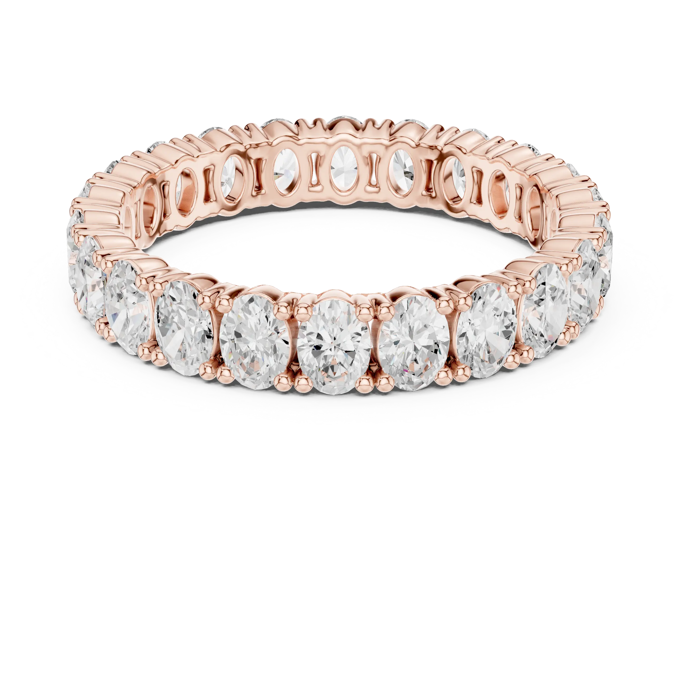 Oval Cut Moissanite Full Eternity Band in 14K Rose Gold