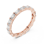 Emerald Cut Moissanite Full Eternity Statement Wedding Band in 10K White Gold