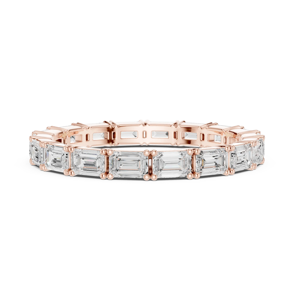 Emerald Cut Moissanite Full Eternity Statement Wedding Band in 10K White Gold