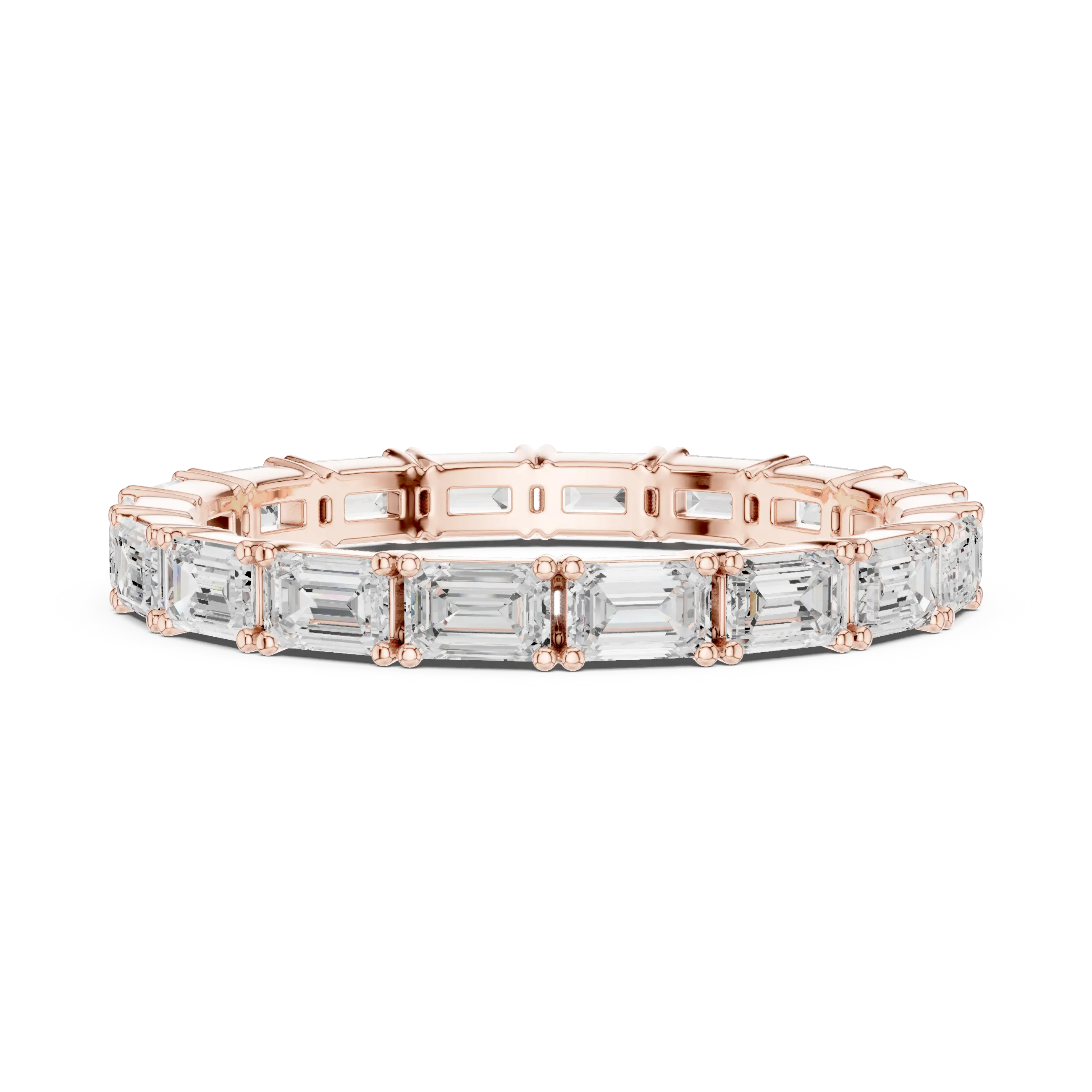 Emerald Cut Moissanite Full Eternity Statement Wedding Band in 10K White Gold