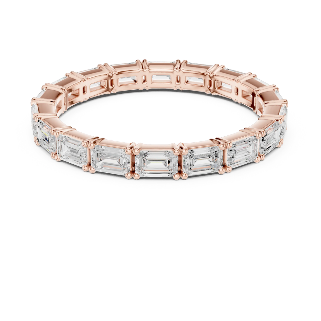 Emerald Cut Moissanite Full Eternity Statement Wedding Band in 10K White Gold