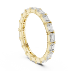 Emerald Cut Moissanite Full Eternity Statement Wedding Band in 10K White Gold
