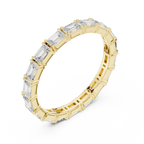 Emerald Cut Moissanite Full Eternity Statement Wedding Band in 10K White Gold