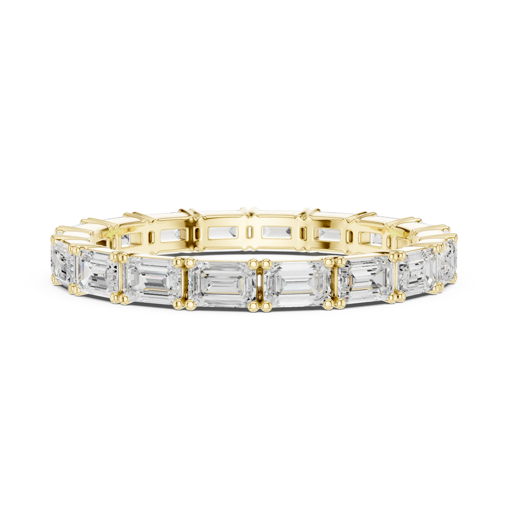 Emerald Cut Moissanite Full Eternity Statement Wedding Band in 10K White Gold