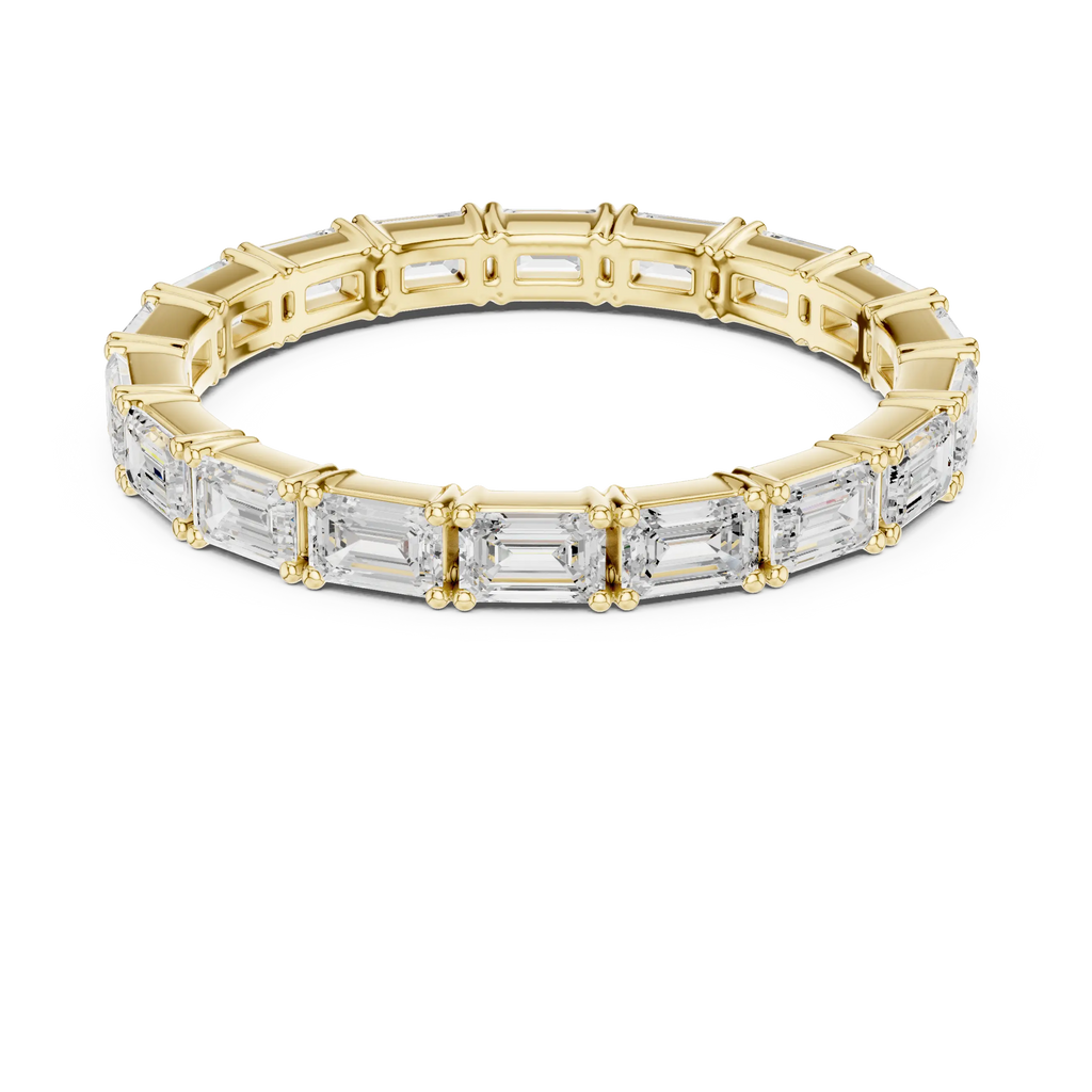 Emerald Cut Moissanite Full Eternity Statement Wedding Band in 10K White Gold