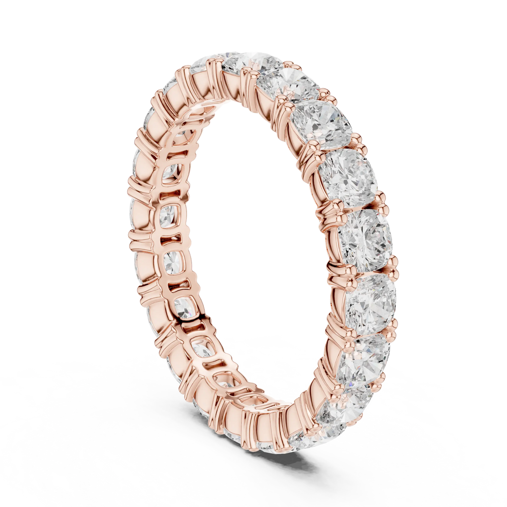 2.80 CTW Cushion Square Cut Moissanite Full Eternity Band in 14K Yellow Gold