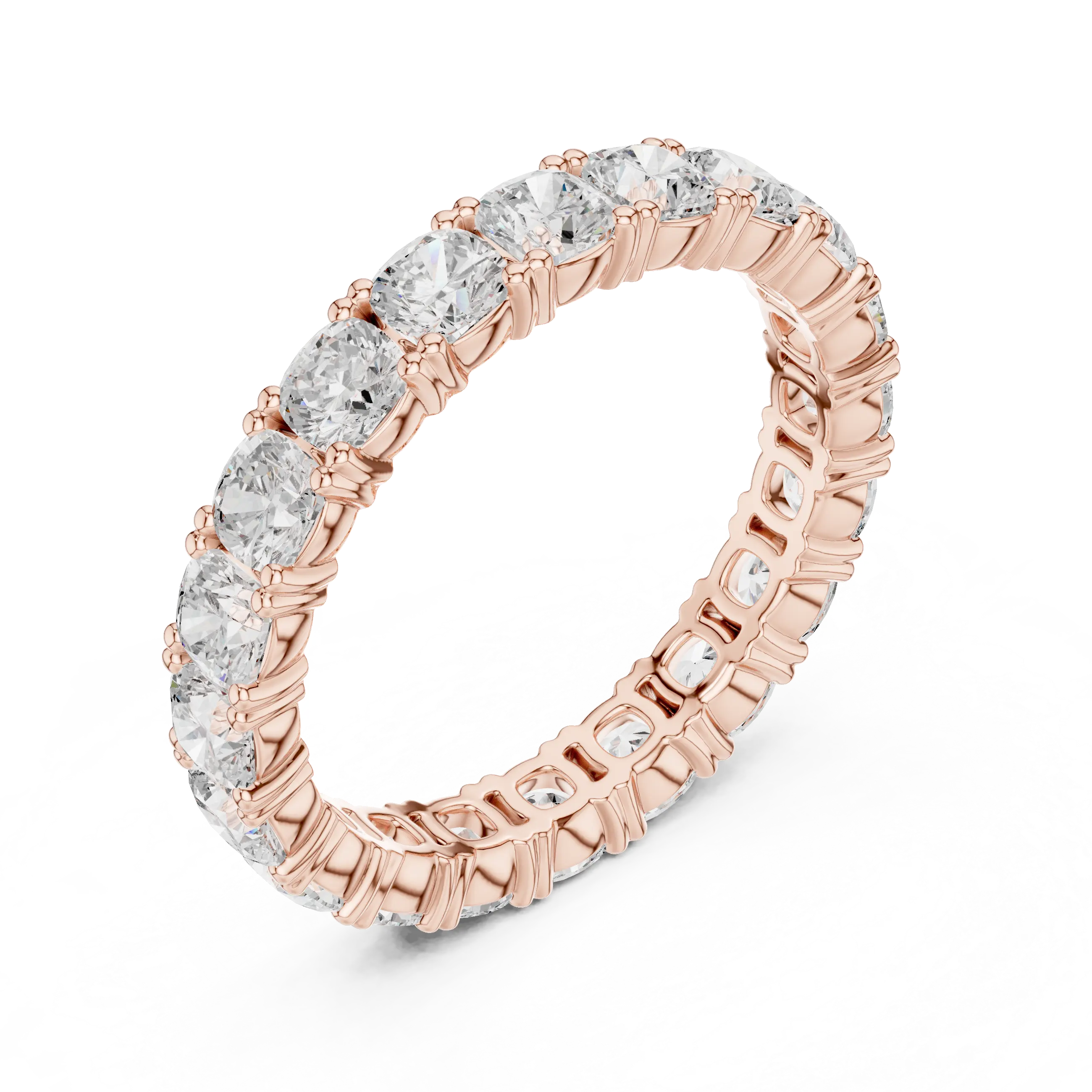2.80 CTW Cushion Square Cut Moissanite Full Eternity Band in 14K Yellow Gold