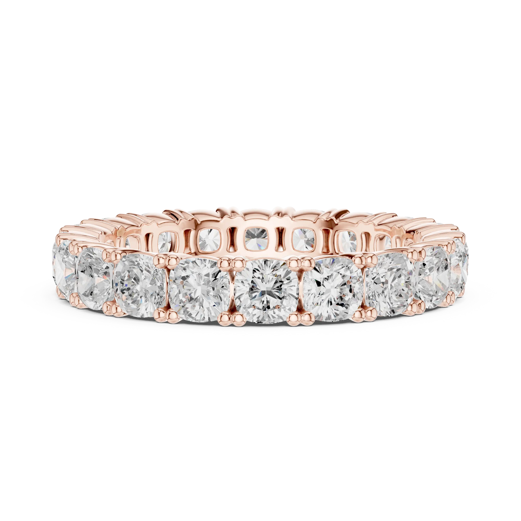 2.80 CTW Cushion Square Cut Moissanite Full Eternity Band in 14K Yellow Gold