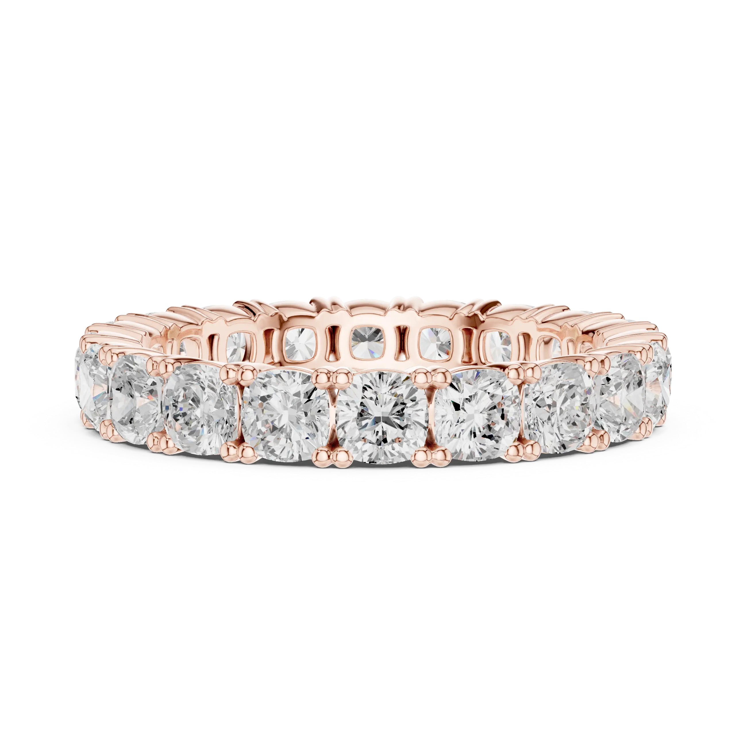 2.80 CTW Cushion Square Cut Moissanite Full Eternity Band in 14K Yellow Gold