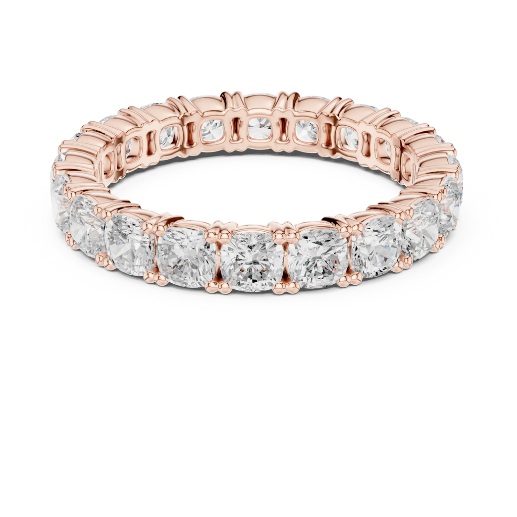 2.80 CTW Cushion Square Cut Moissanite Full Eternity Band in 14K Yellow Gold