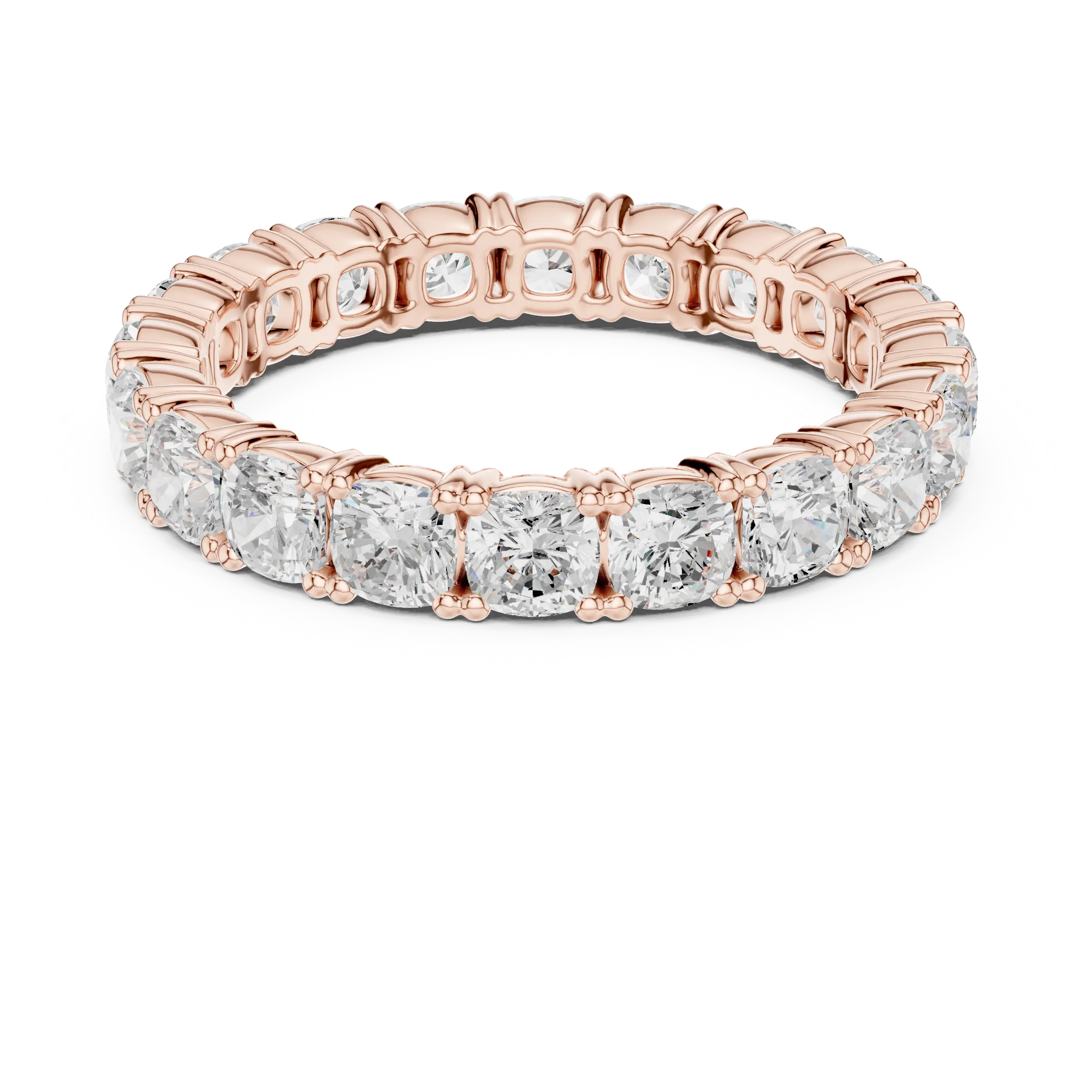 2.80 CTW Cushion Square Cut Moissanite Full Eternity Band in 14K Yellow Gold