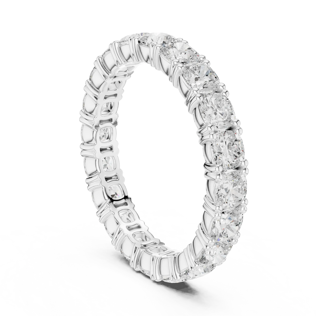 2.80 CTW Cushion Square Cut Moissanite Full Eternity Band in 14K Yellow Gold
