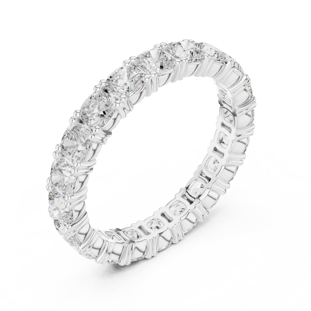 2.80 CTW Cushion Square Cut Moissanite Full Eternity Band in 14K Yellow Gold