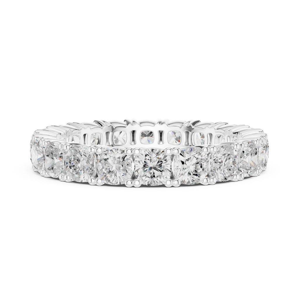 2.80 CTW Cushion Square Cut Moissanite Full Eternity Band in 14K Yellow Gold