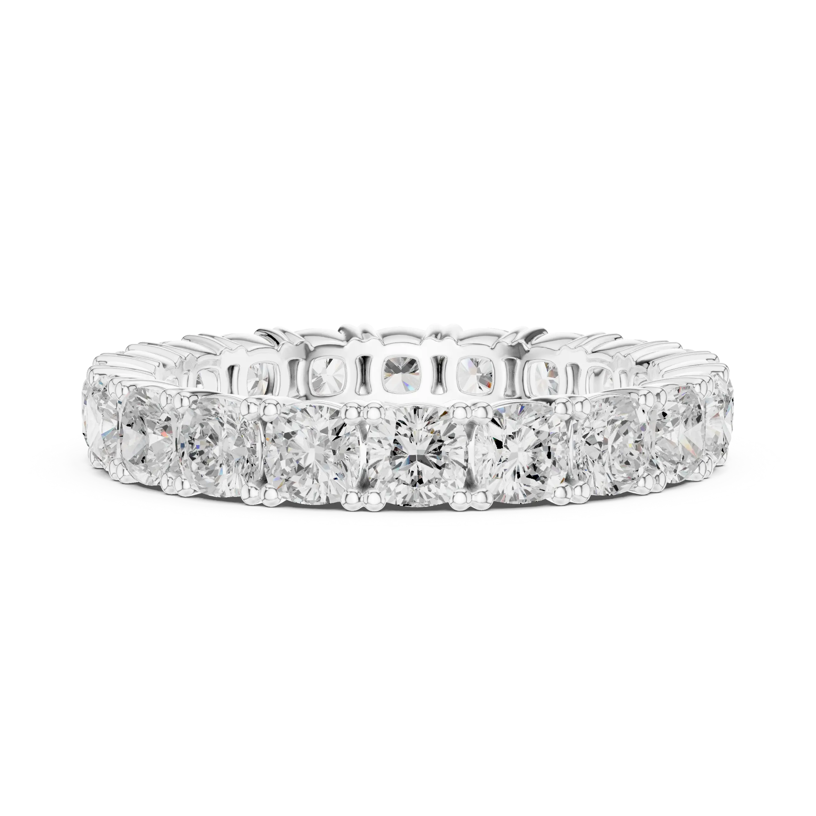 2.80 CTW Cushion Square Cut Moissanite Full Eternity Band in 14K Yellow Gold