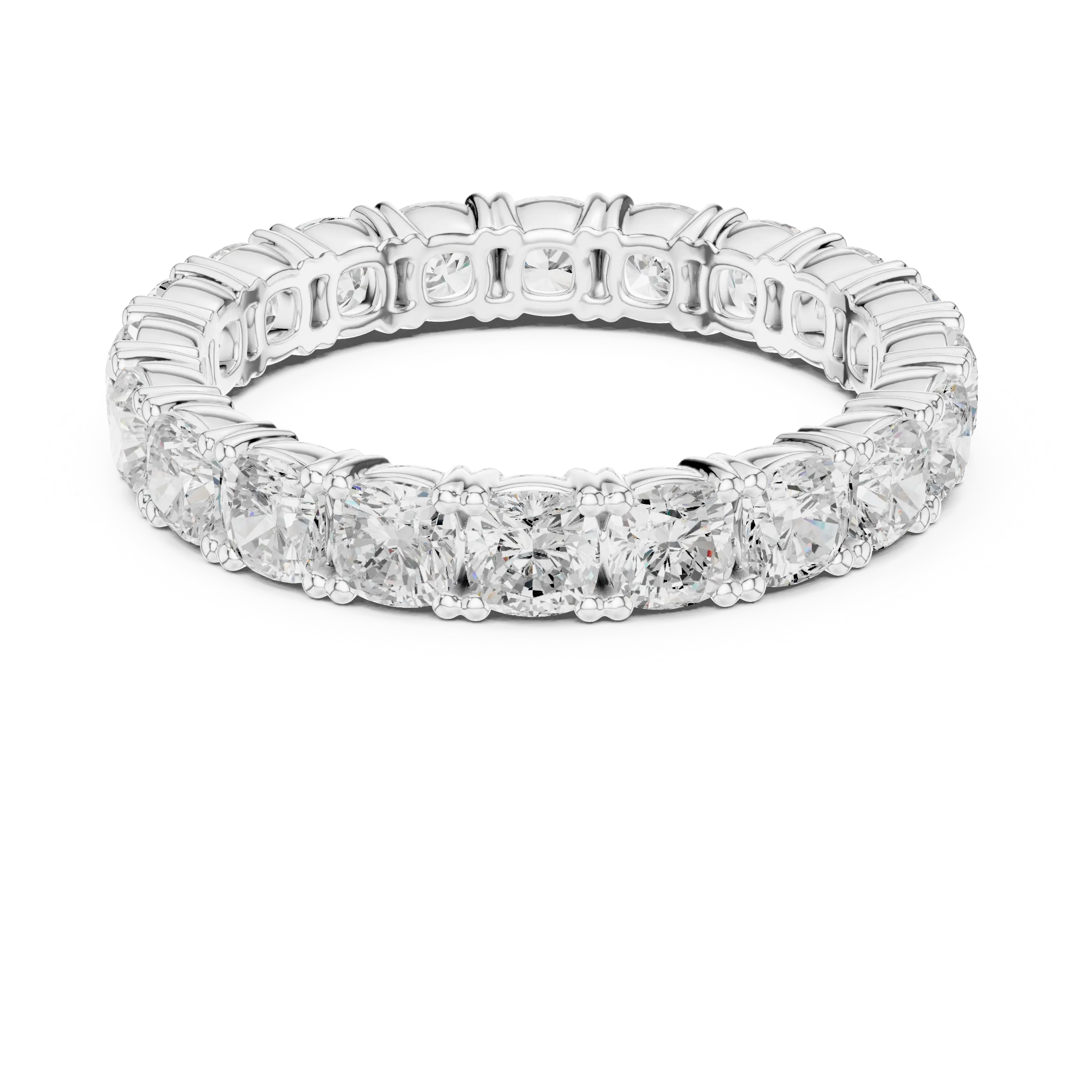 2.80 CTW Cushion Square Cut Moissanite Full Eternity Band in 14K Yellow Gold