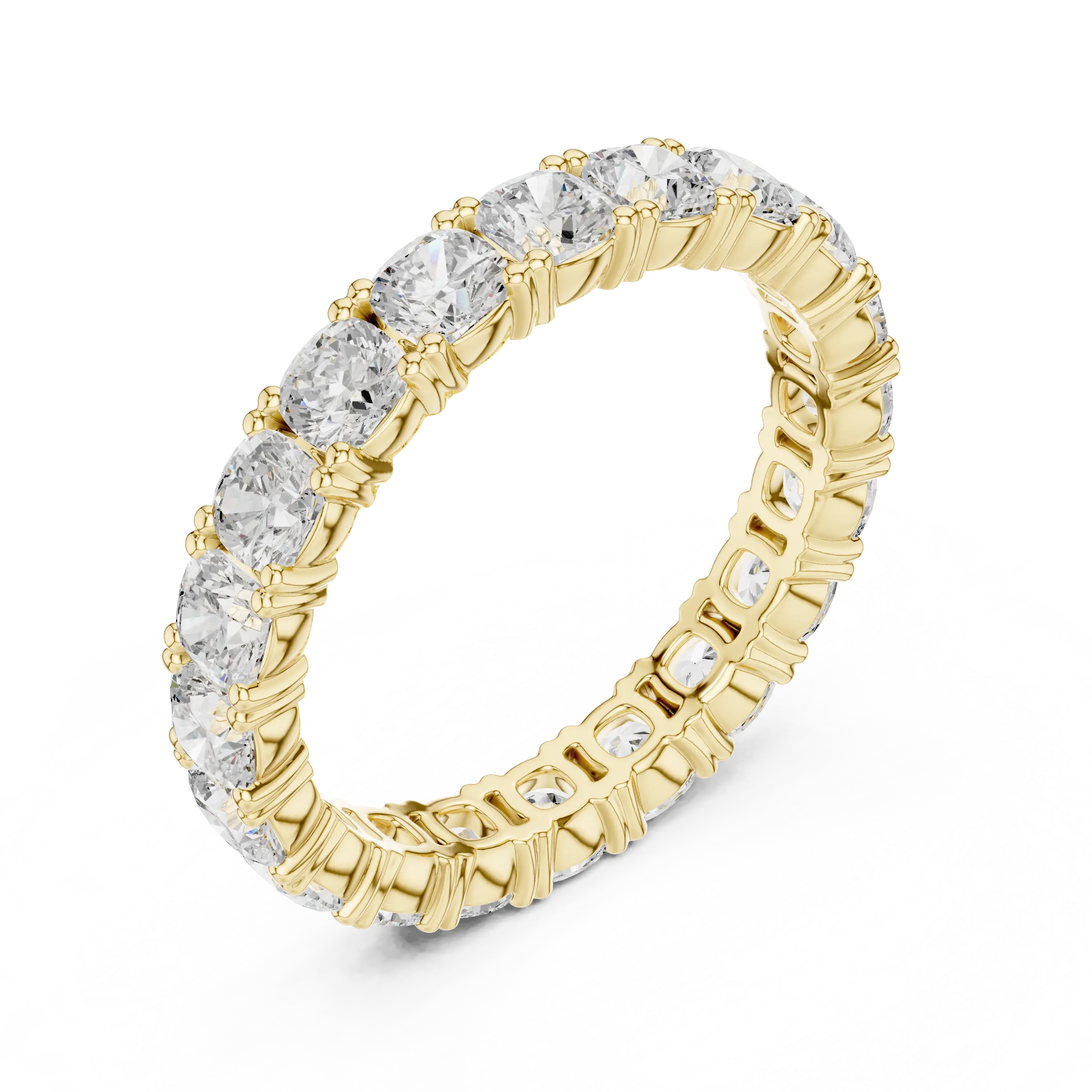 2.80 CTW Cushion Square Cut Moissanite Full Eternity Band in 14K Yellow Gold