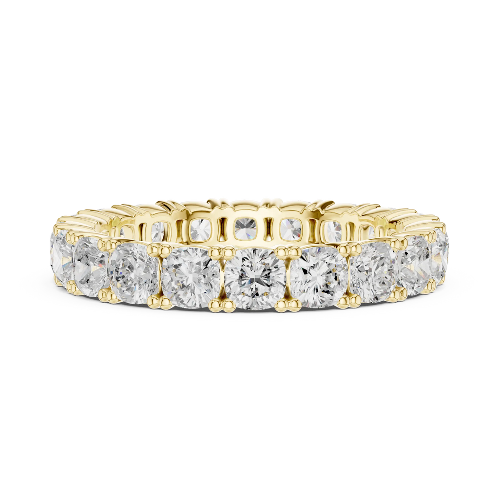 2.80 CTW Cushion Square Cut Moissanite Full Eternity Band in 14K Yellow Gold