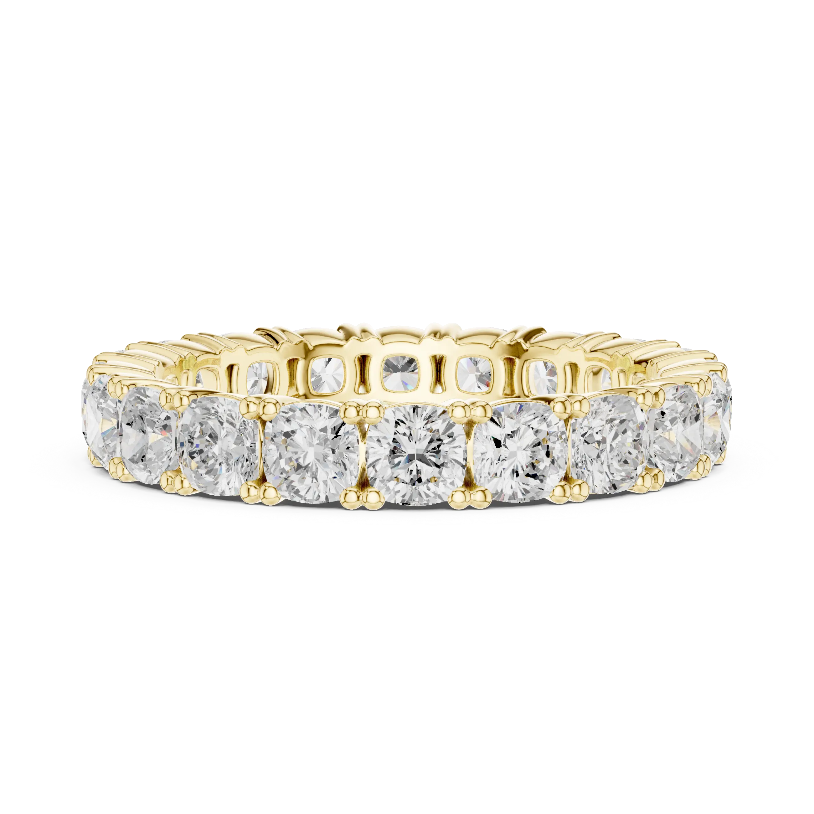 2.80 CTW Cushion Square Cut Moissanite Full Eternity Band in 14K Yellow Gold