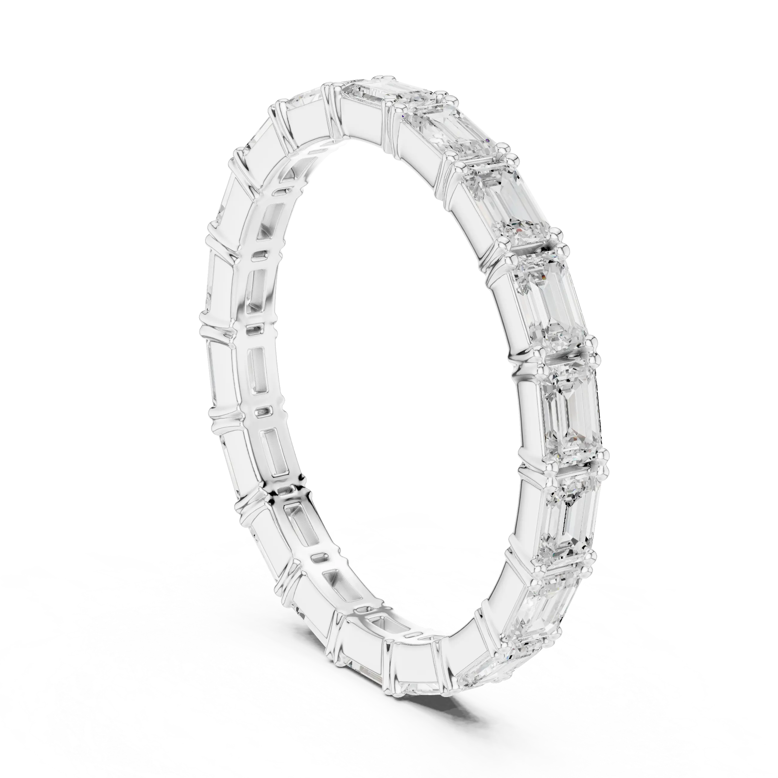 The "Heritage" Emerald Cut Diamond Full Eternity Band in 18K White Gold