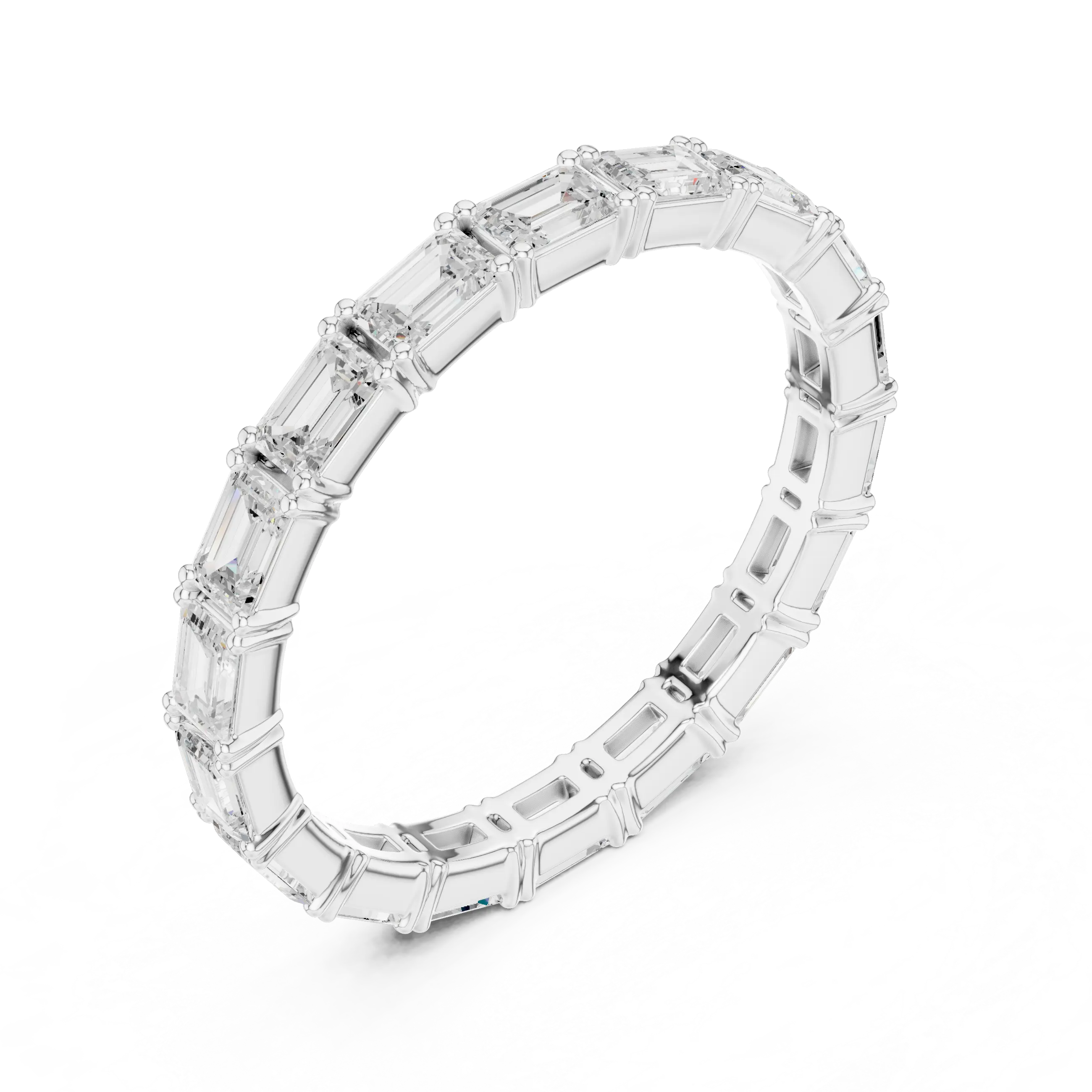 The "Heritage" Emerald Cut Diamond Full Eternity Band in 18K White Gold
