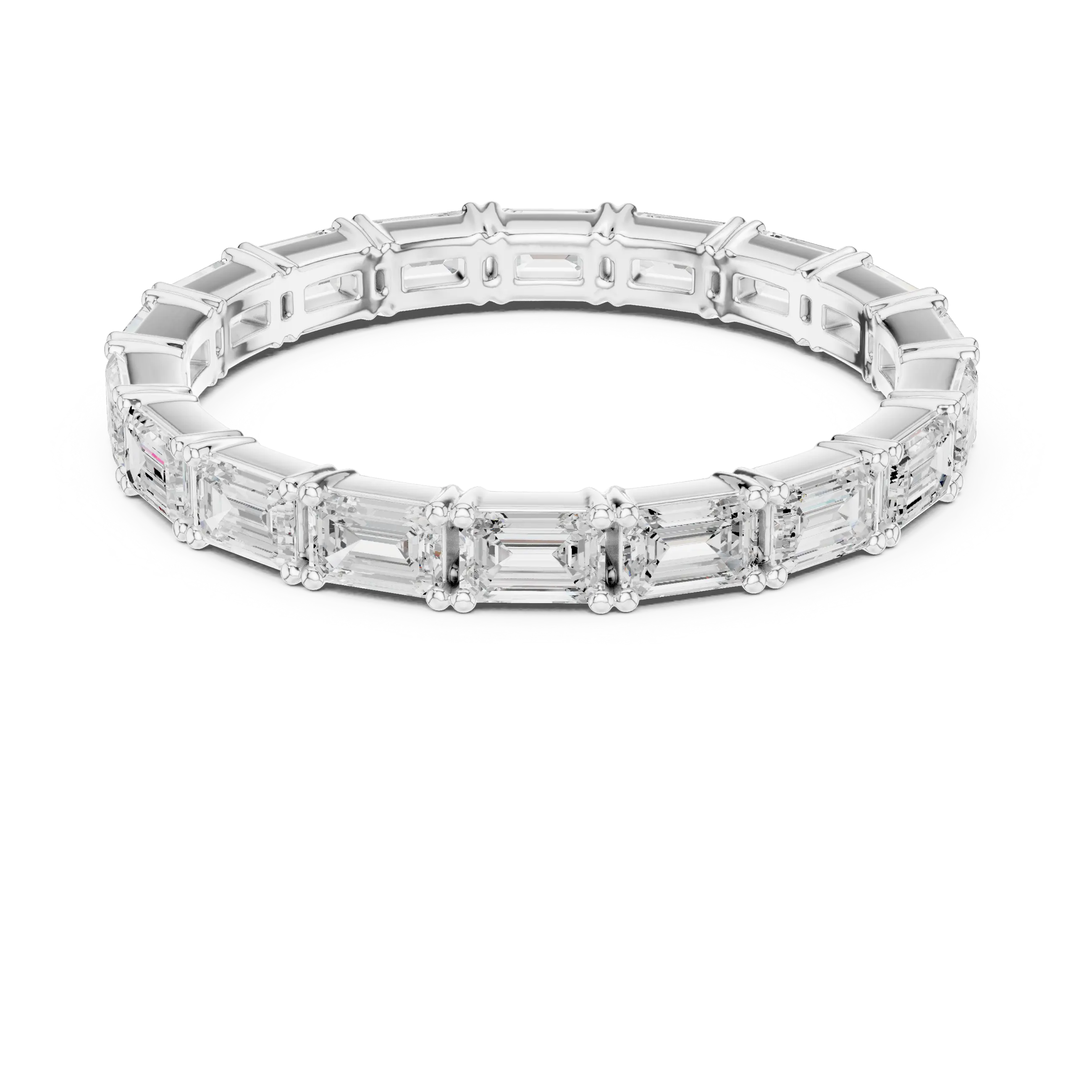 The "Heritage" Emerald Cut Diamond Full Eternity Band in 18K White Gold
