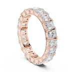 Emerald Cut Moissanite Diamond Eternity Ring in Yellow Gold
