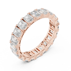 Emerald Cut Moissanite Diamond Eternity Ring in Yellow Gold