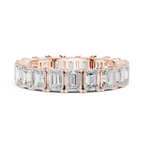 Emerald Cut Moissanite Diamond Eternity Ring in Yellow Gold