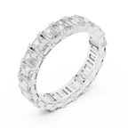 Emerald Cut Moissanite Diamond Eternity Ring in Yellow Gold