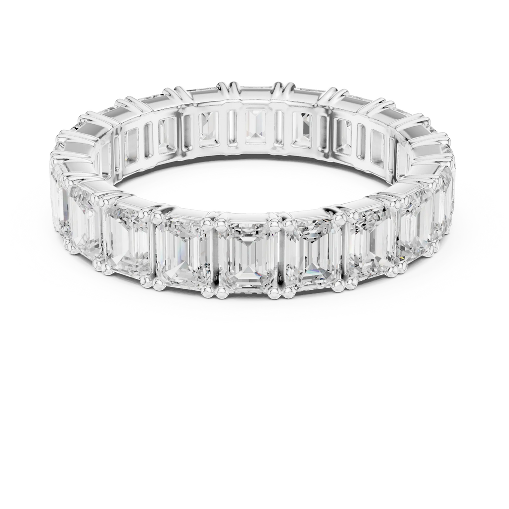 Emerald Cut Moissanite Diamond Eternity Ring in Yellow Gold
