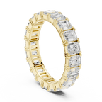 Emerald Cut Moissanite Diamond Eternity Ring in Yellow Gold