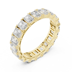 Emerald Cut Moissanite Diamond Eternity Ring in Yellow Gold