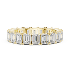 Emerald Cut Moissanite Diamond Eternity Ring in Yellow Gold