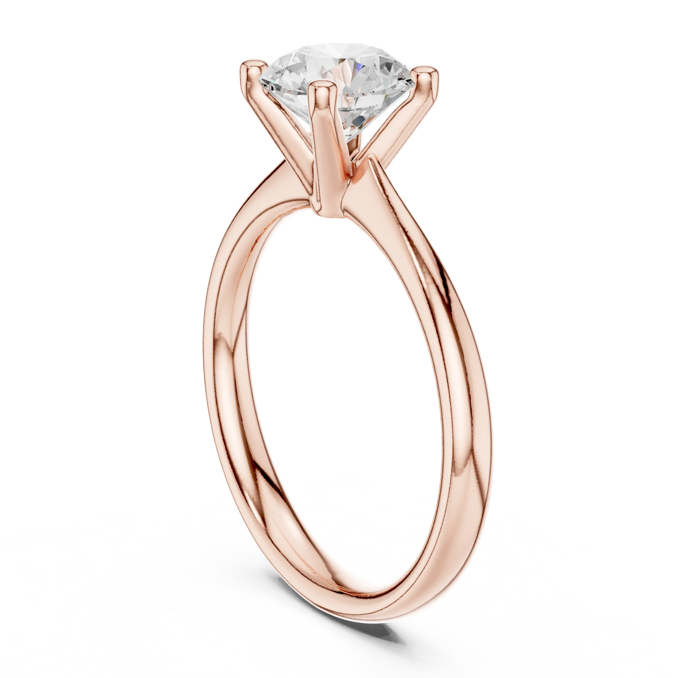 Classic 4 Prong Engagement Round Solitaire Diamond Ring in White Gold