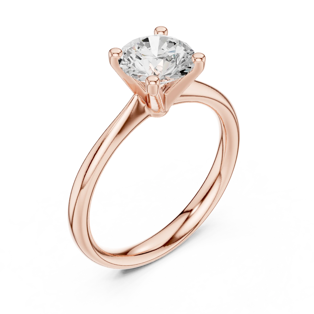 Classic 4 Prong Engagement Round Solitaire Diamond Ring in White Gold