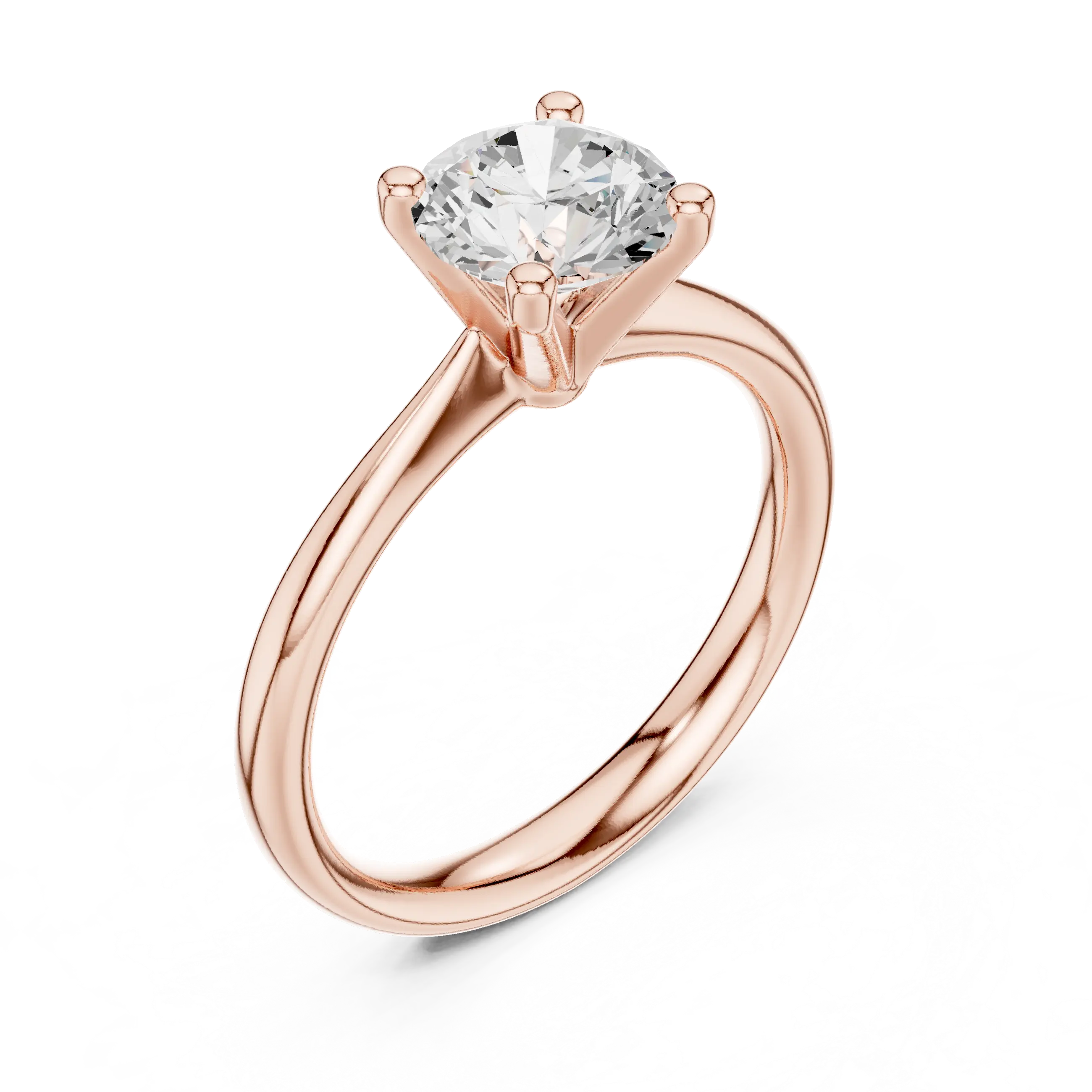 Classic 4 Prong Engagement Round Solitaire Diamond Ring in White Gold